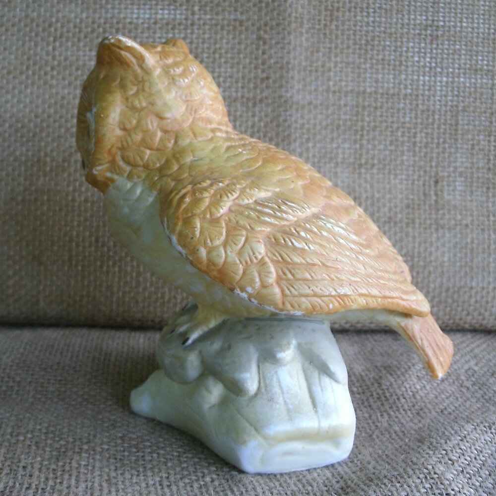 Vintage Homco Owl on Log Porcelain Figurine - Picture 3 of 16